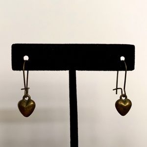 Brass Heart Dangle Earrings